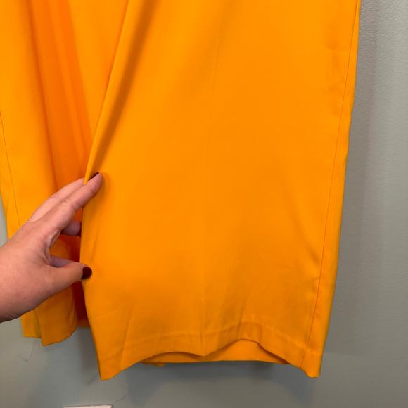 Anthology Trouser Pants Plus 16 Yellow Straight Leg Ruffles High Rise Flat Front - Picture 5 of 8